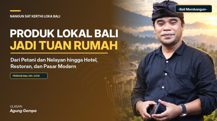 Foto asli Agung Gempa untuk ulasan penguatan produk lokal Bali dengan gradasi cokelat keemasan